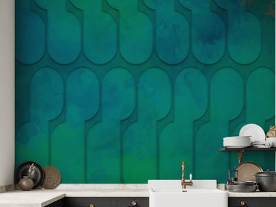 3D Mid Century Bauhaus Sculpture Relief Teal