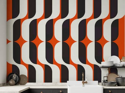 Vintage Abstract Bauhaus Wave Geometry
