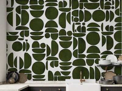 Bauhaus Green Canvas Texture Cutout Geo