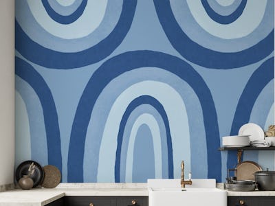 Blue Boho Rainbow Art