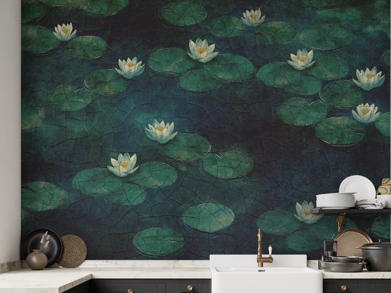 Dark White Lotus Painting