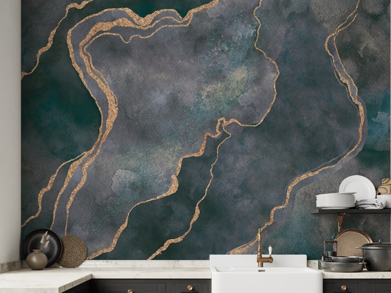 Teal Grey Gemstone Marble