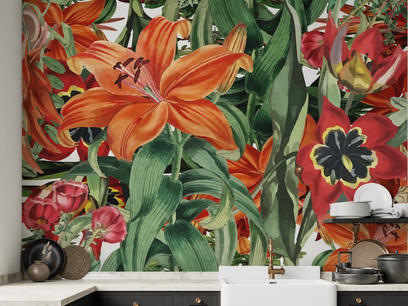Floral Orange White