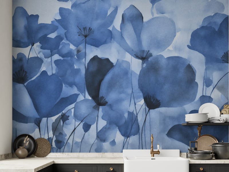 Minimalistic Meadow Abstract Florals Blue