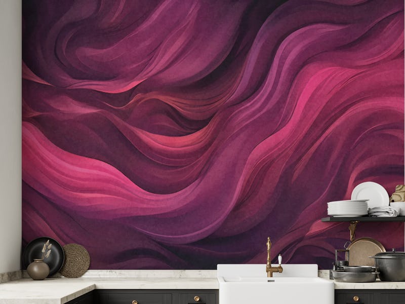 Velvet Flow Deep Magenta Red Abstract Watercolor Art