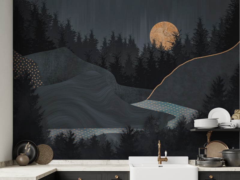 Midnight Forest Full Moon Landscape