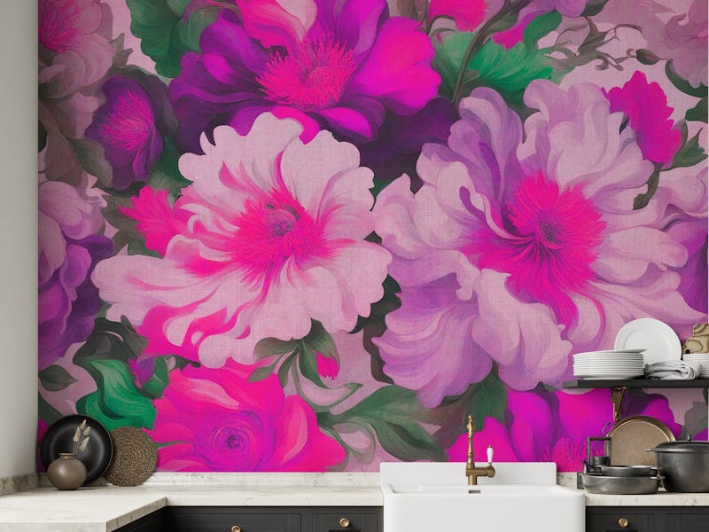 Neon Pink Baroque Flowers