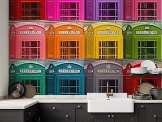 Multicoloured telephone boxes