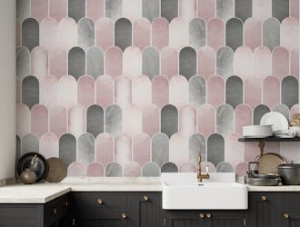 Tiled Wall in Pink and Grey