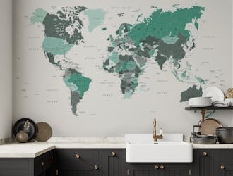 World Map Forest Green