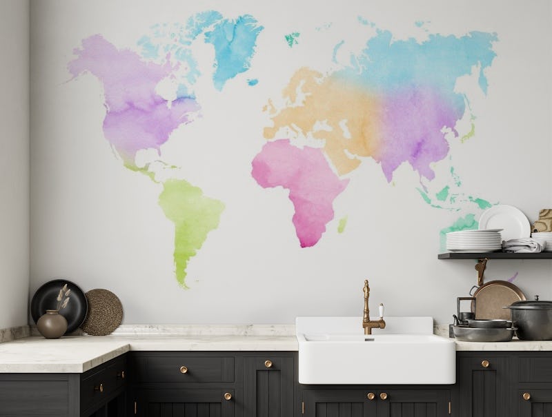 Colorful watercolor world map