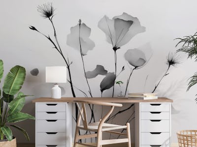 Japanese Meadow Black White