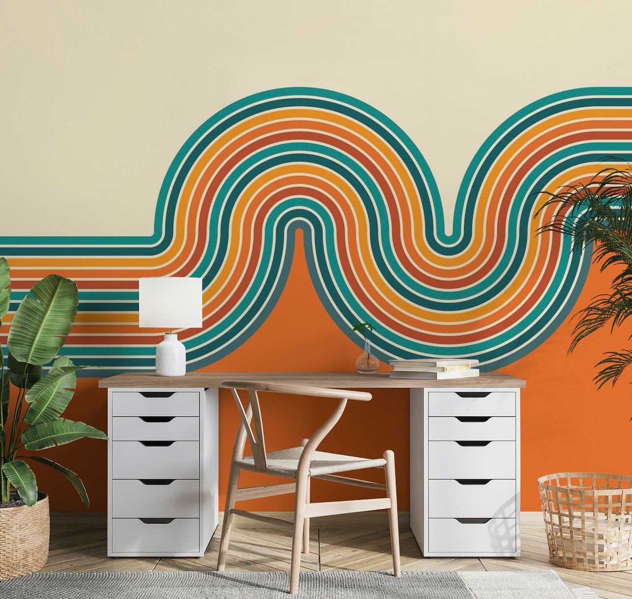 Retro Curvy Lines wallpaper