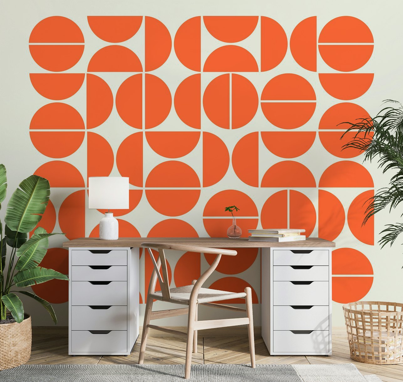 Bauhaus Pattern Orange wallpaper
