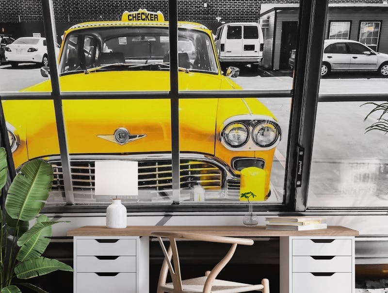 vintage yellow taxi car
