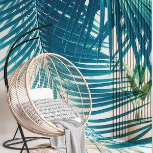 Palm Leaves Teal Blue Vibes 1