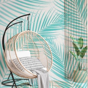 Soft Turquoise Palm Leaves 2