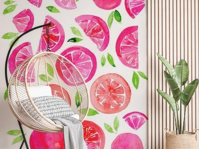 Watercolor grapefruit pattern