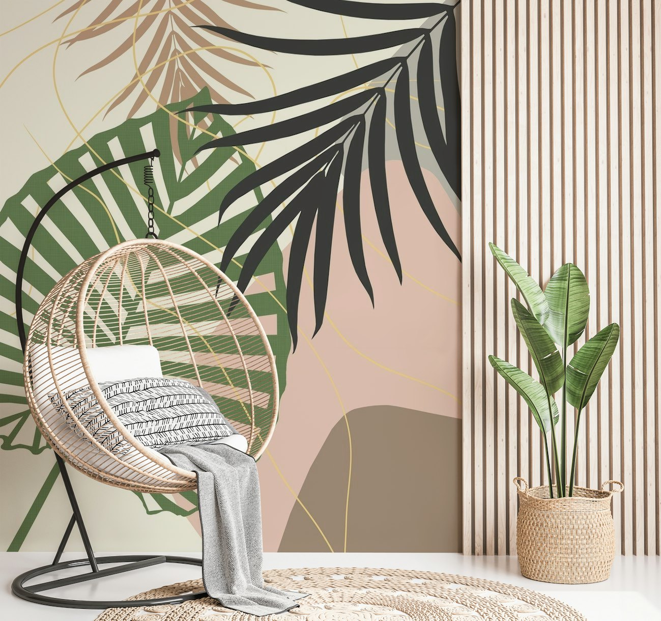 Feuille de palmier tropical minimal 3 papiers peint