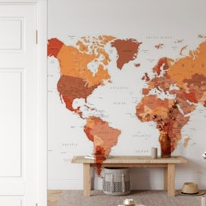 World Map Burnt Orange