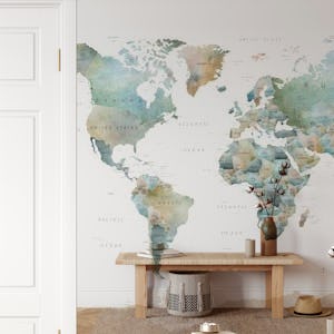 World Map Muted Tones