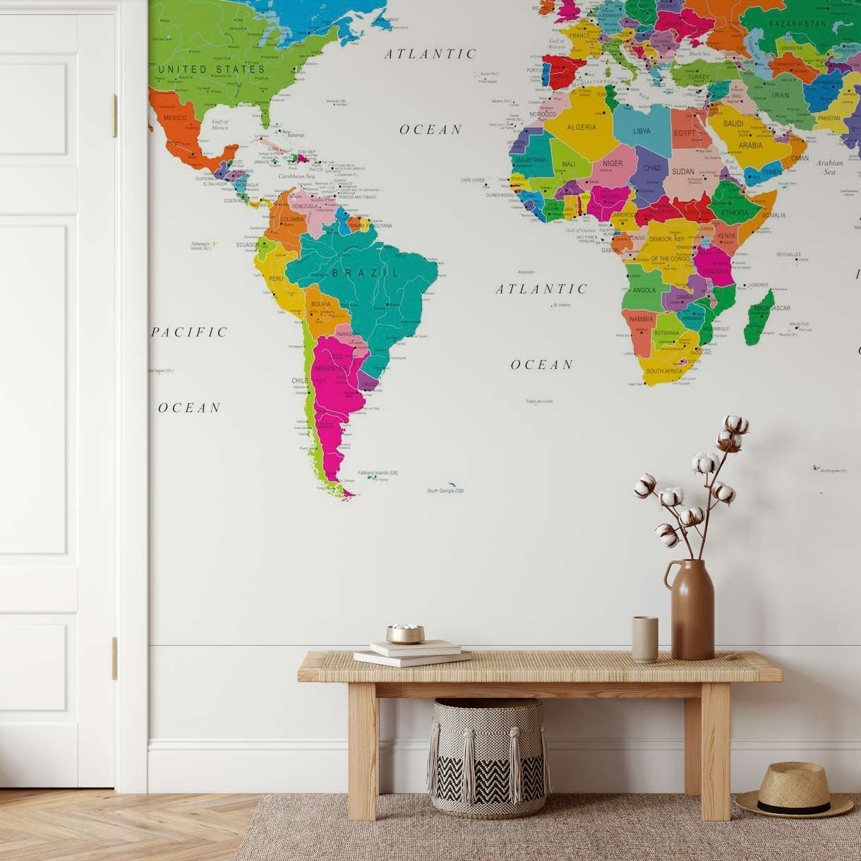 World Map in Fun Colors wallpaper - Happywall