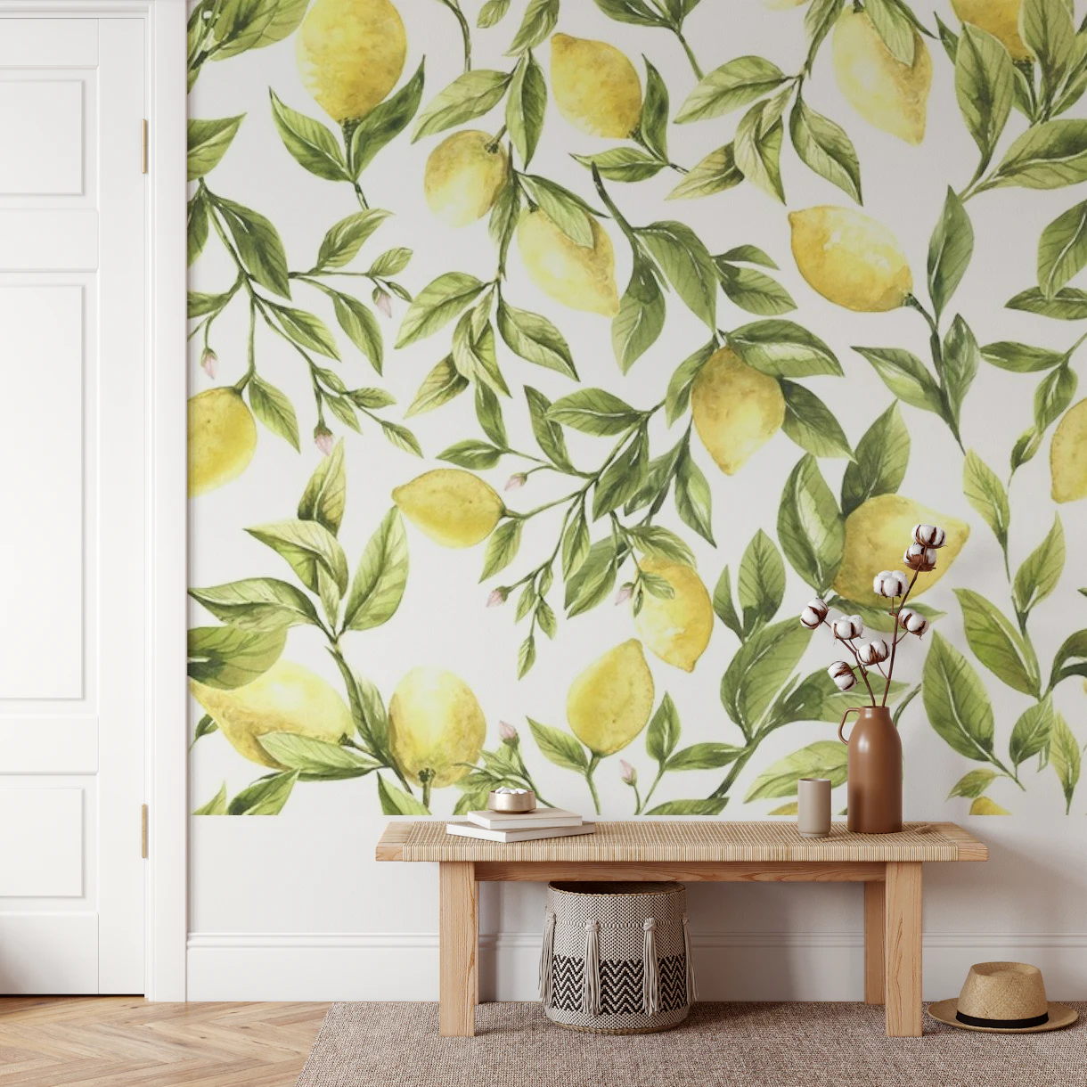 Lemon Pattern Wallpaper | Buy Lemon Print Wallpapers Online | Happywall