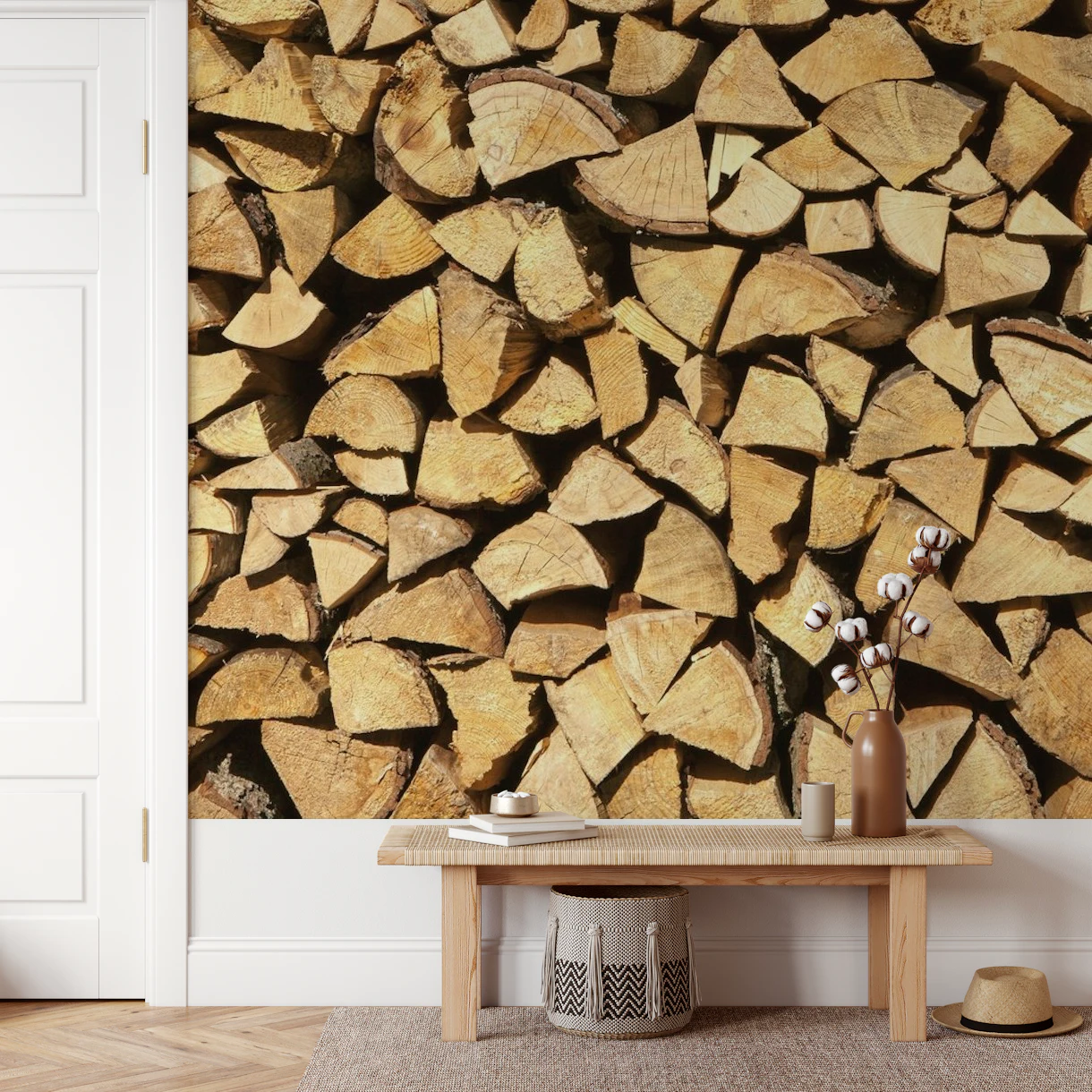 Log Pile Wallpaper | Happywall