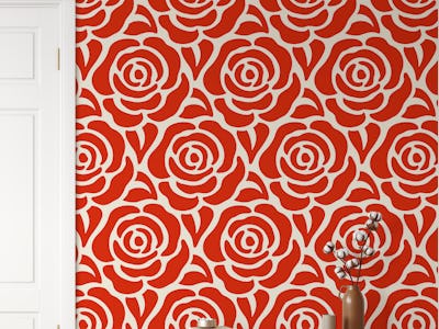 Blooming roses pattern red