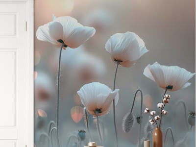 Whimsical White Poppies