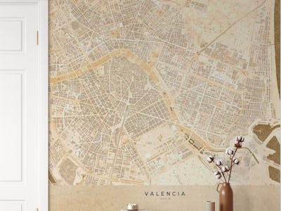 Valencia Spain sepia map