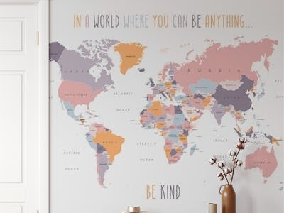 Be Kind World Map Pastels