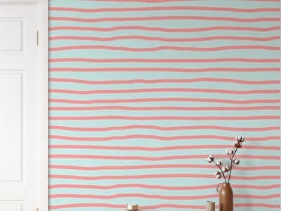 Coral And Blue Stripes
