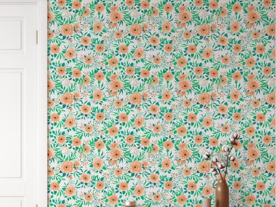 Orange watercolor flowers