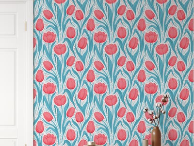 Tulips in blue and red