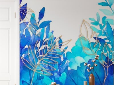 Turquoise Blue Foliage With Gold Lines