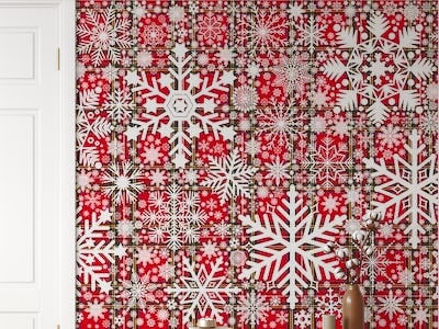 Snowflakes Design on Tartan Background 1