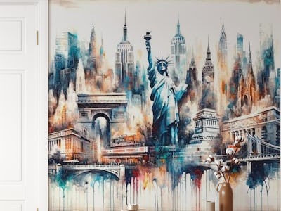 Watercolor Abstract New York City Landmarks