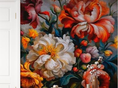 Moody Baroque Flowers on Canvas