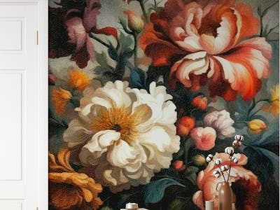 Moody Baroque Flowers Painting