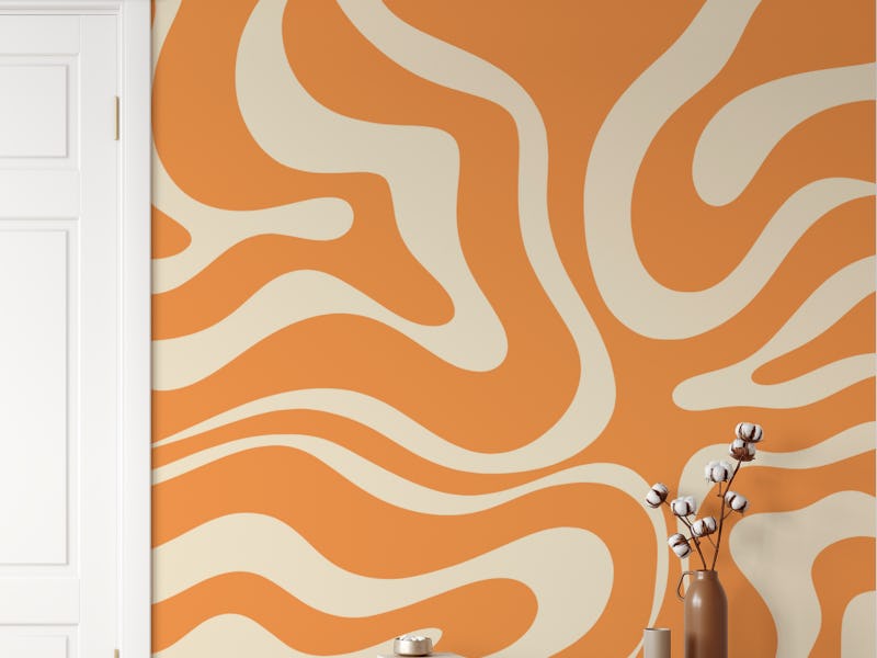 Retro Modern Liquid Swirl Abstract Orange