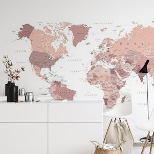 World Map Rose Gold