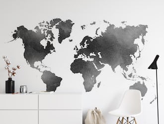 World Map Grey Watercolor