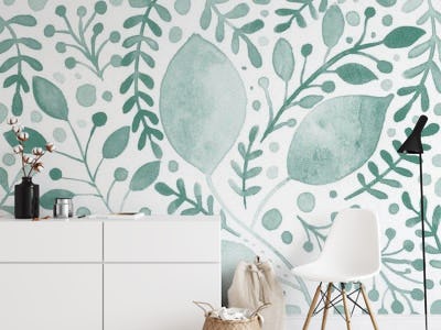 Watercolor branches teal