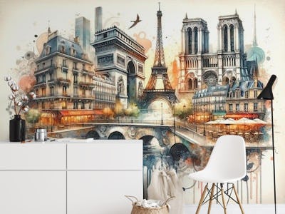 Abstract Watercolor Paris