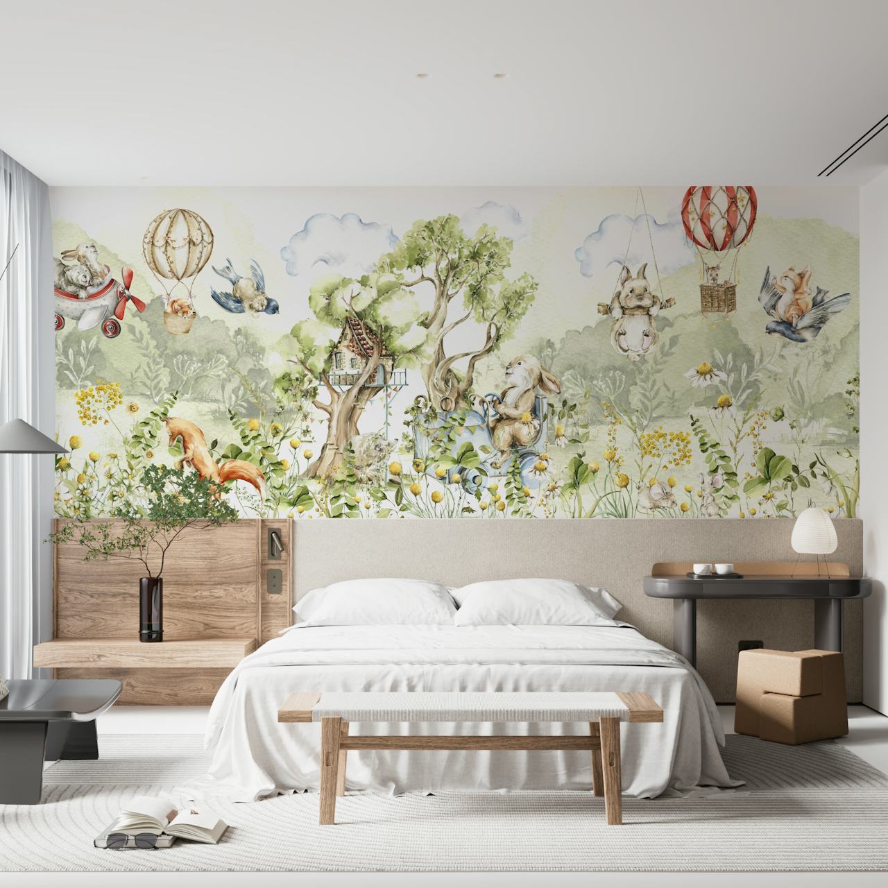 Whimsical Woodland Adventures Tapete in einem Raum