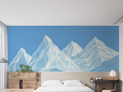 Line art mountains