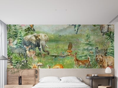 Cute forest animal kid's room scenery