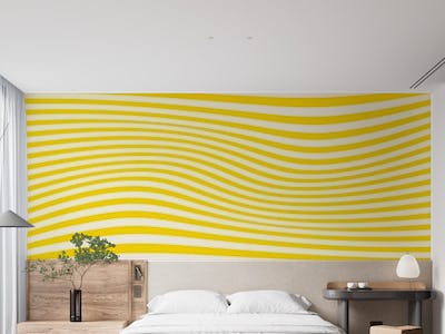 Yellow Scandi Mid Century Modern Wave Stripes