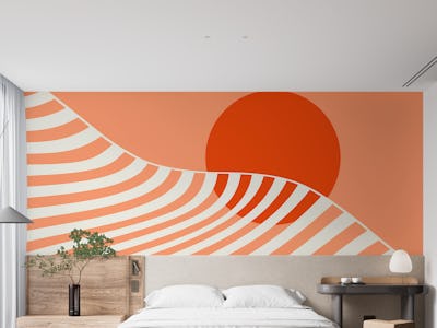 Happy Sunrise Wave Line Circle